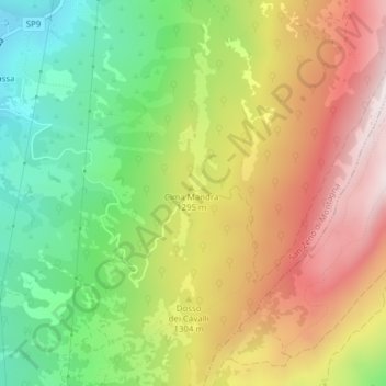 Mappa topografica Due Pozze, altitudine, rilievo