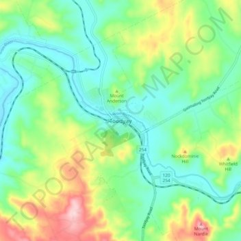 Mappa topografica Toodyay, altitudine, rilievo
