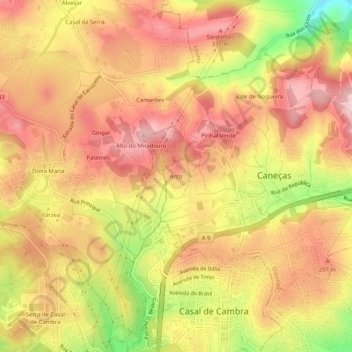 Mappa topografica Arco, altitudine, rilievo