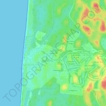 Mappa topografica L'Aubarède, altitudine, rilievo