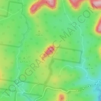 Mappa topografica Square Rock, altitudine, rilievo