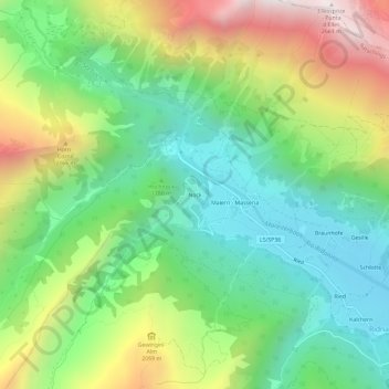 Mappa topografica Nock, altitudine, rilievo