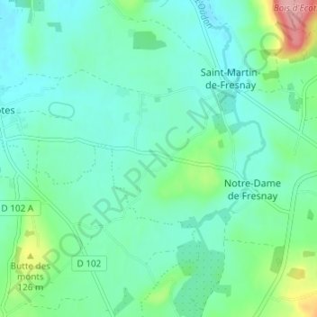 Mappa topografica Le Val, altitudine, rilievo