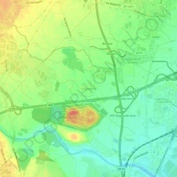 Mappa topografica Villaretto, altitudine, rilievo