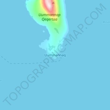 Mappa topografica Uummannaq, altitudine, rilievo