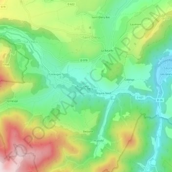 Mappa topografica Lyns, altitudine, rilievo