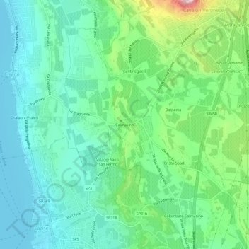 Mappa topografica Calmasino, altitudine, rilievo