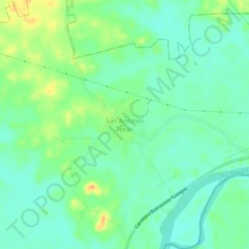Mappa topografica San Antonio Texas, altitudine, rilievo