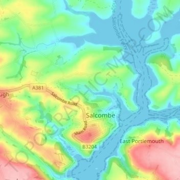 Mappa topografica Lower Batson, altitudine, rilievo