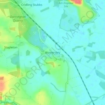 Mappa topografica Womersley, altitudine, rilievo
