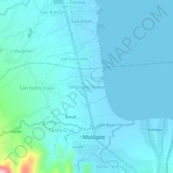 Mappa topografica San Isidro Ilawod, altitudine, rilievo