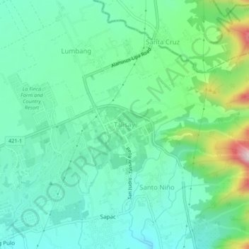 Mappa topografica Talisay, altitudine, rilievo