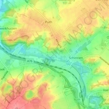 Mappa topografica Heisterbrug, altitudine, rilievo