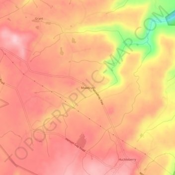 Mappa topografica Mowbray, altitudine, rilievo