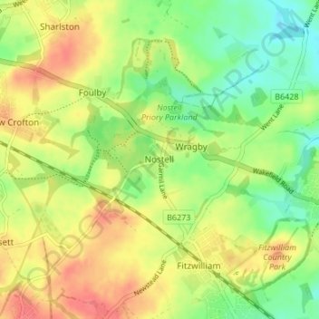 Mappa topografica Nostell, altitudine, rilievo