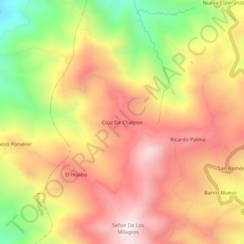 Mappa topografica Cruz De Chalpon, altitudine, rilievo