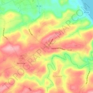 Mappa topografica Craley, altitudine, rilievo