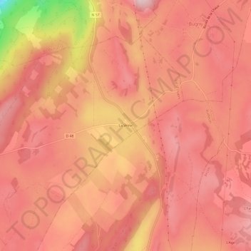 Mappa topografica La Vrine, altitudine, rilievo