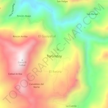 Mappa topografica Torondoy, altitudine, rilievo