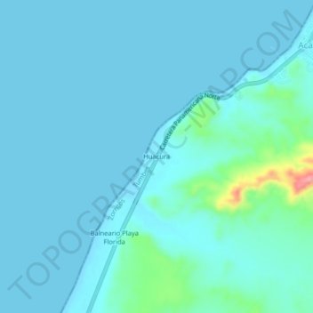 Mappa topografica Huacura, altitudine, rilievo