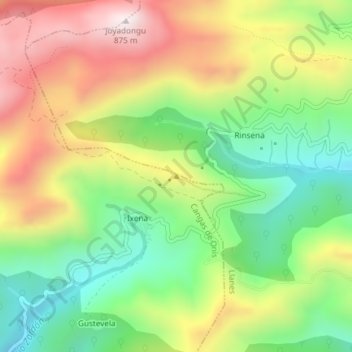 Mappa topografica Felguerina, altitudine, rilievo