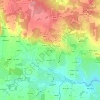 Mappa topografica Keraray, altitudine, rilievo