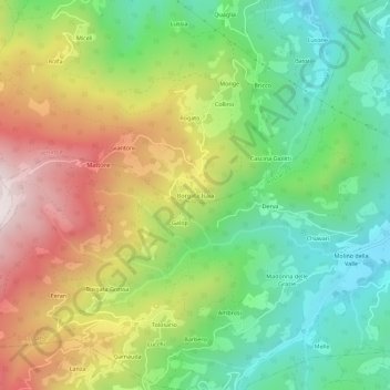 Mappa topografica Borgata Isaia, altitudine, rilievo
