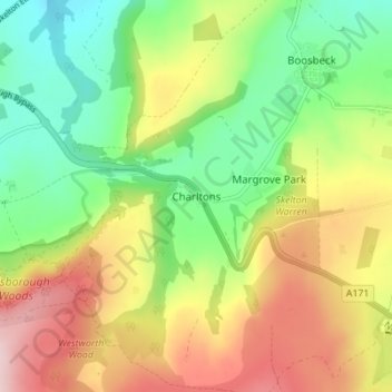 Mappa topografica Charltons, altitudine, rilievo
