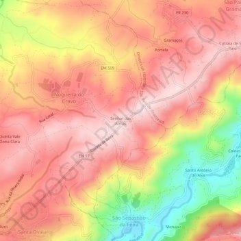 Mappa topografica Senhor das Almas, altitudine, rilievo
