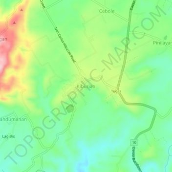 Mappa topografica Kiburiao, altitudine, rilievo