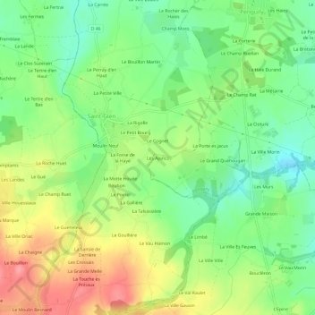 Mappa topografica Les Ajoncs, altitudine, rilievo
