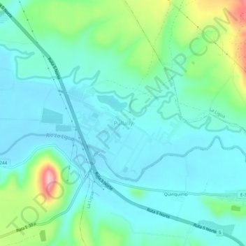 Mappa topografica Pullally, altitudine, rilievo
