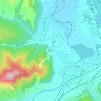 Mappa topografica Fourtic, altitudine, rilievo