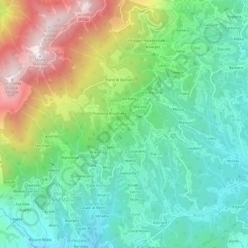 Mappa topografica Bulliana, altitudine, rilievo