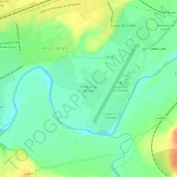Mappa topografica Fontanar de Quintos, altitudine, rilievo