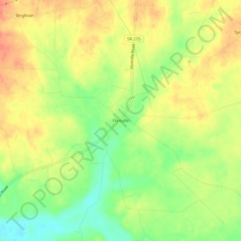 Mappa topografica Flintville, altitudine, rilievo