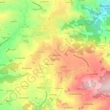 Mappa topografica La Charmance, altitudine, rilievo