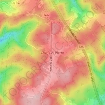 Mappa topografica Chene-Al-Pierre, altitudine, rilievo