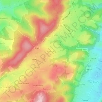 Mappa topografica Les Betules, altitudine, rilievo