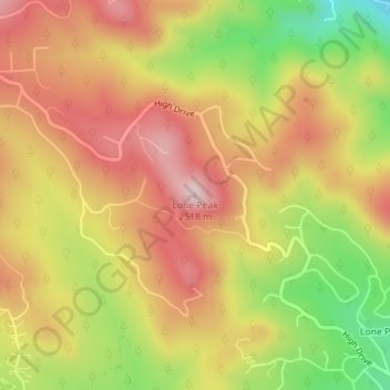 Mappa topografica Lone Peak, altitudine, rilievo