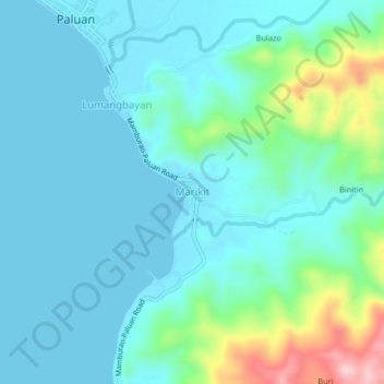 Mappa topografica Marikit, altitudine, rilievo