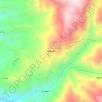 Mappa topografica Otavalo, altitudine, rilievo