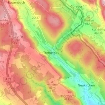 Mappa topografica Tremersdorf, altitudine, rilievo