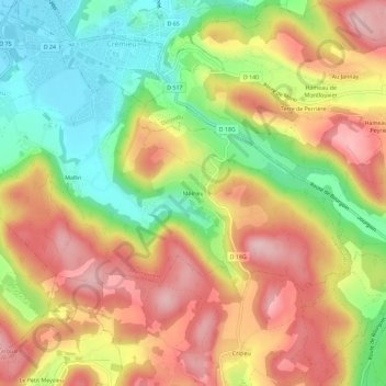 Mappa topografica Moirieu, altitudine, rilievo