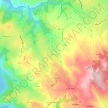 Mappa topografica Bouthon, altitudine, rilievo