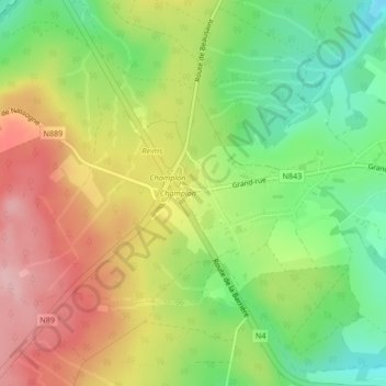Mappa topografica Barrière de Champlon, altitudine, rilievo