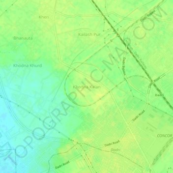 Mappa topografica Khodna Kalan, altitudine, rilievo