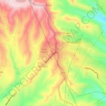 Mappa topografica Tamayo, altitudine, rilievo