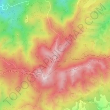 Mappa topografica El Relojero, altitudine, rilievo