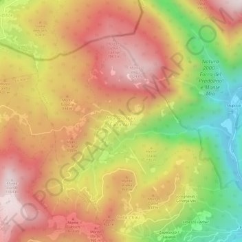 Mappa topografica Montefosca, altitudine, rilievo